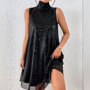 Allurite High Neck Sequins Dress